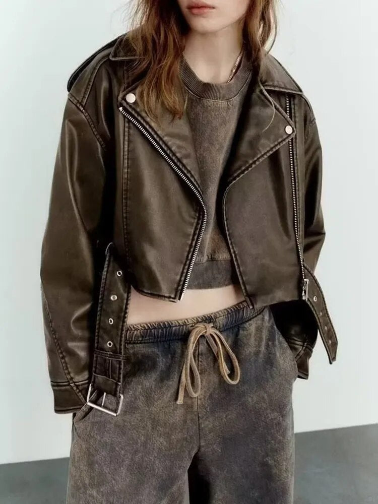Drune | Kurze Jacke aus PU-Leder für Frauen