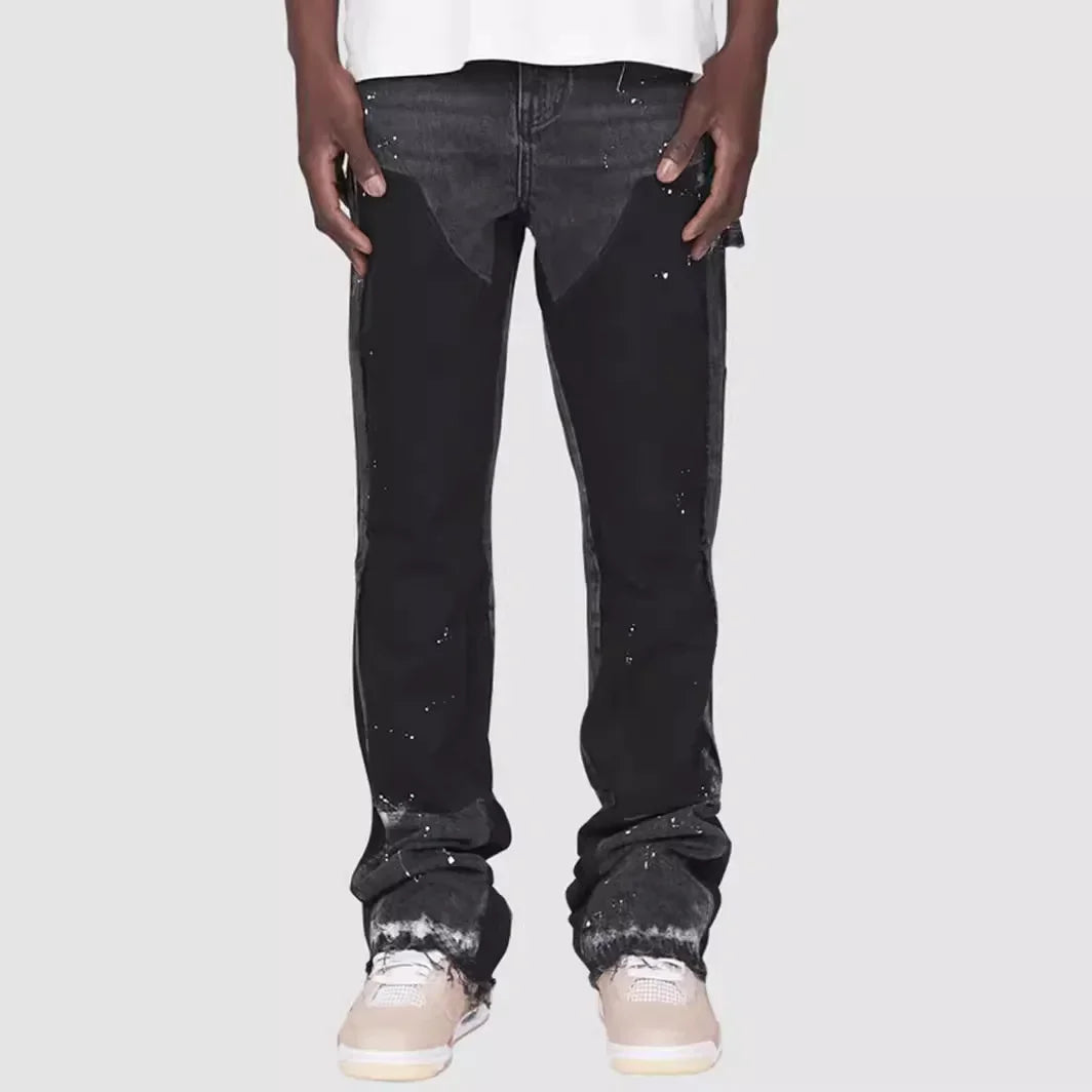 Jeans a pieghe con look a strati per uomo