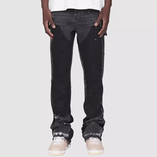 Jeans a pieghe con look a strati per uomo