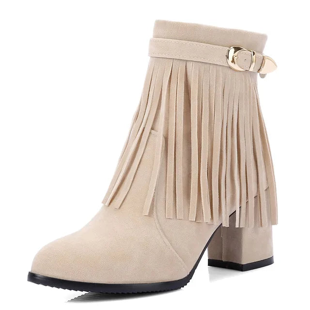 Damen-Cowboy-Stiefeletten mit Fransenquasten