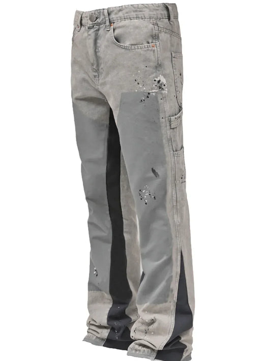 Jeans a pieghe con look a strati per uomo