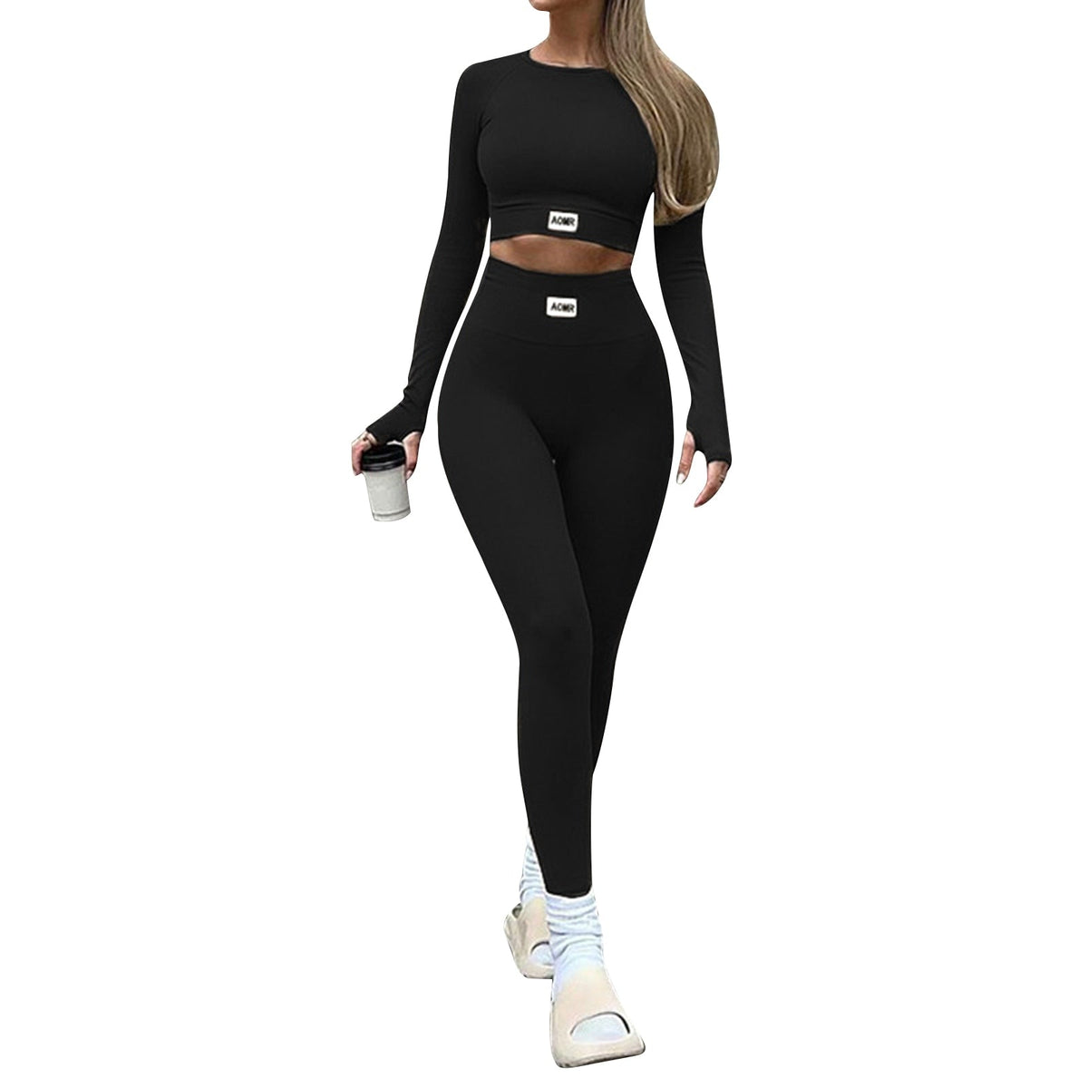 Damen Sport- und Yoga-Set aus nahtlosem Top und Leggings