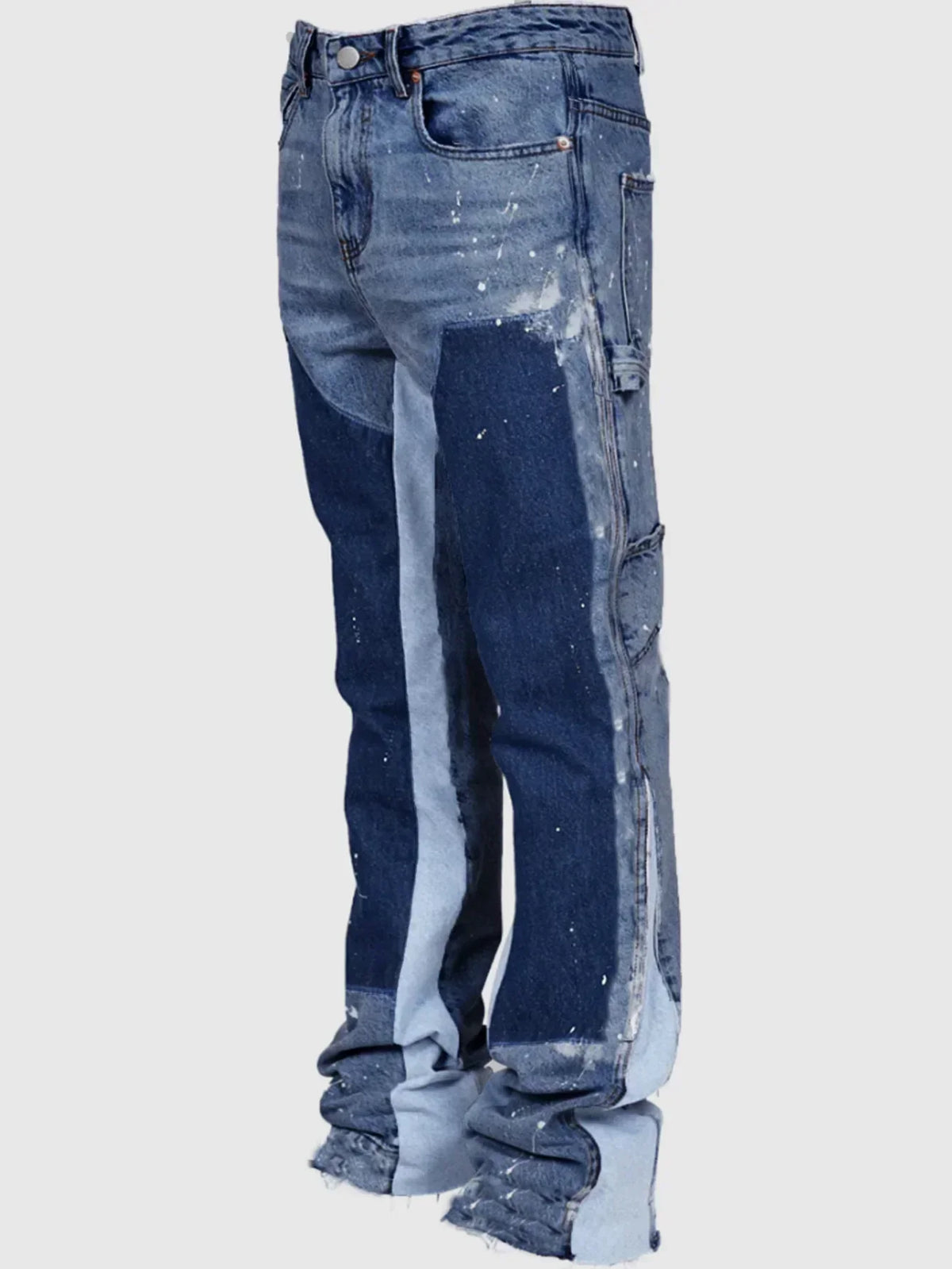 Jeans a pieghe con look a strati per uomo