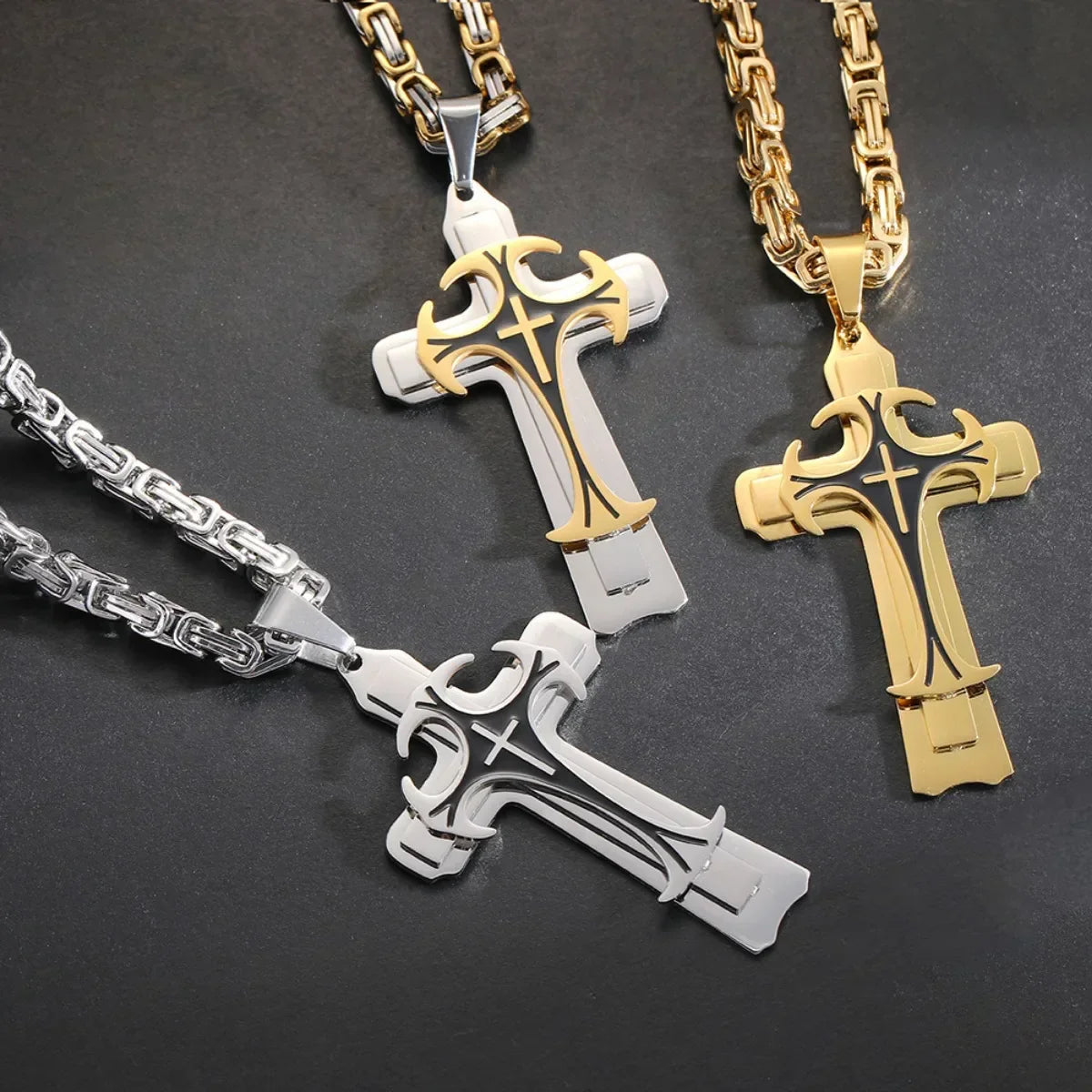 Drune | Byzantinisches Kreuzanhänger Für Herren in Gold