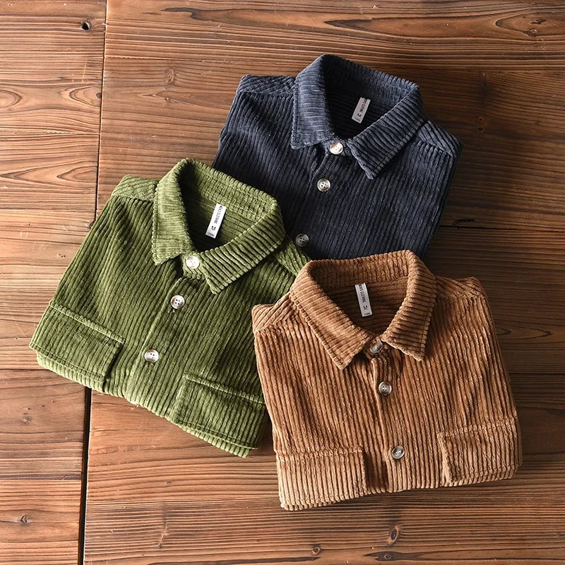 Camicia da uomo taglie forti in cotone a righe spesse