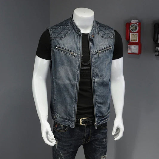 Giacca jeans vintage da uomo effetto consumato
