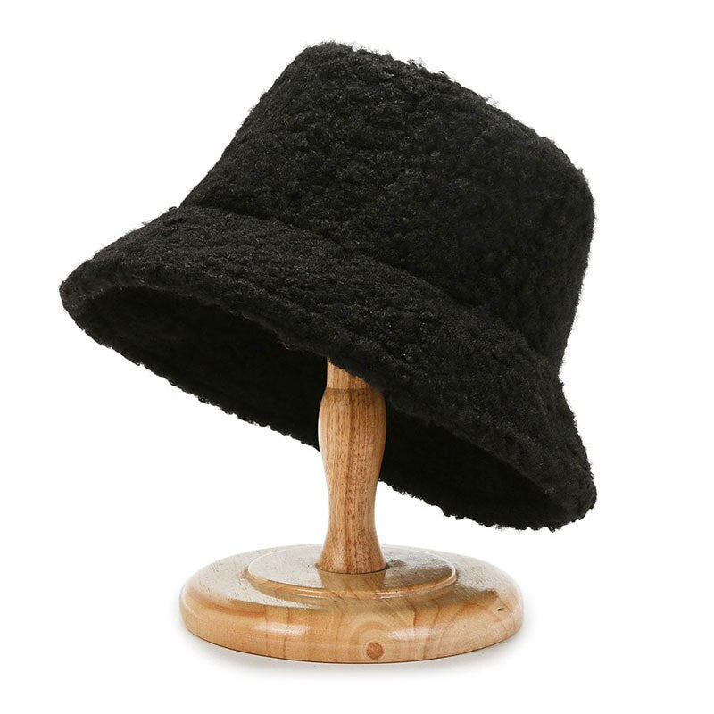 Drune Damen-Lammwoll-Bucket-Hut | Warme Outdoor-Panama-Mütze für Frauen