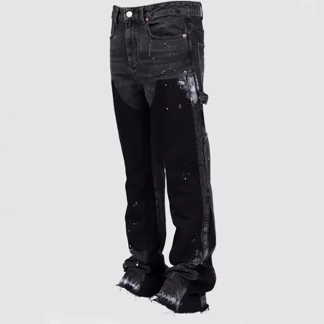 Jeans a pieghe con look a strati per uomo