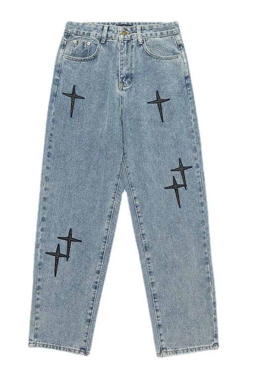 Jeans baggy stampati dal taglio ampio per uomo
