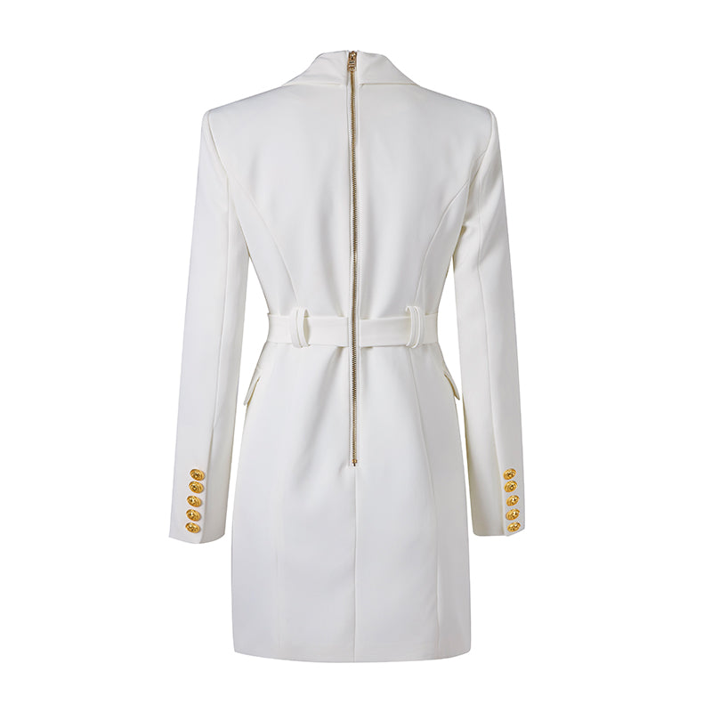 Damen-Blazerkleid mit Taillengürtel und Knopfdetails