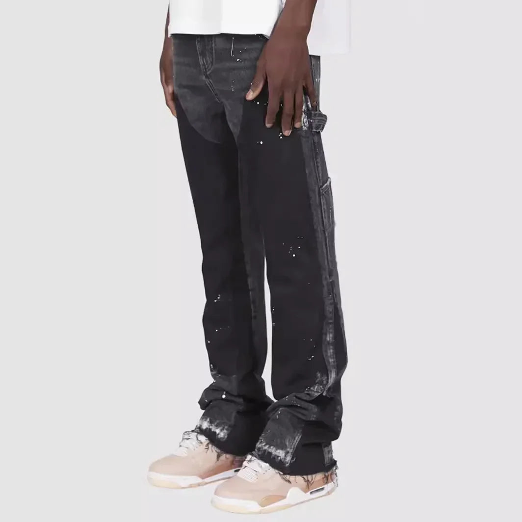 Jeans a pieghe con look a strati per uomo
