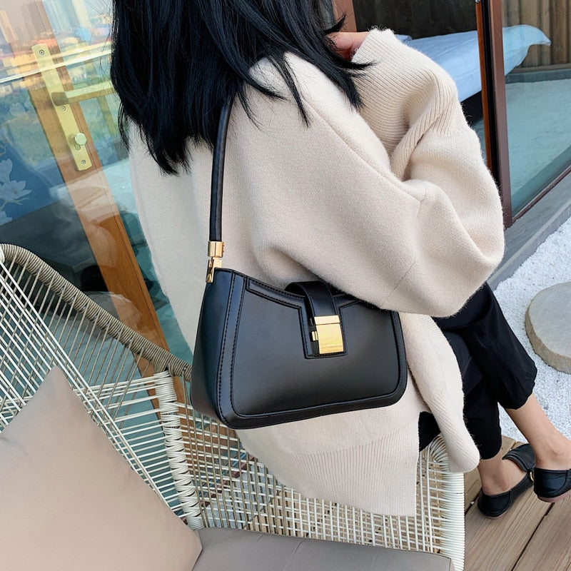Drune Stilvolle Linke Schultertasche | Damen Designer Handtasche mit Reißverschluss