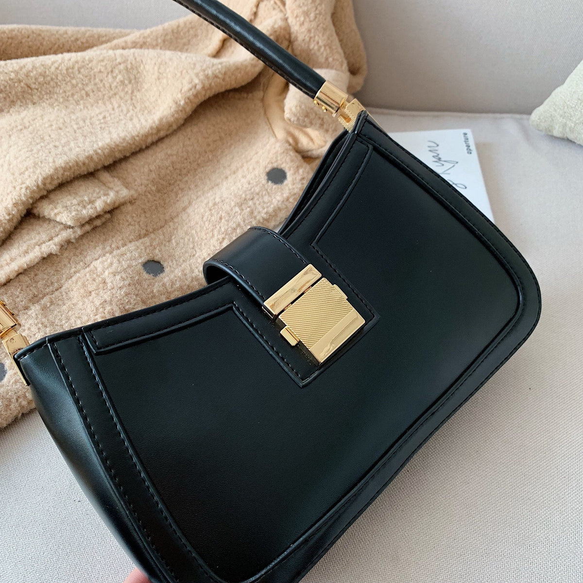 Drune Stilvolle Linke Schultertasche | Damen Designer Handtasche mit Reißverschluss