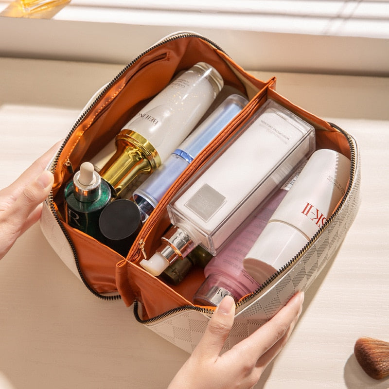 Drune | Luxuriöse karierte Kosmetiktasche