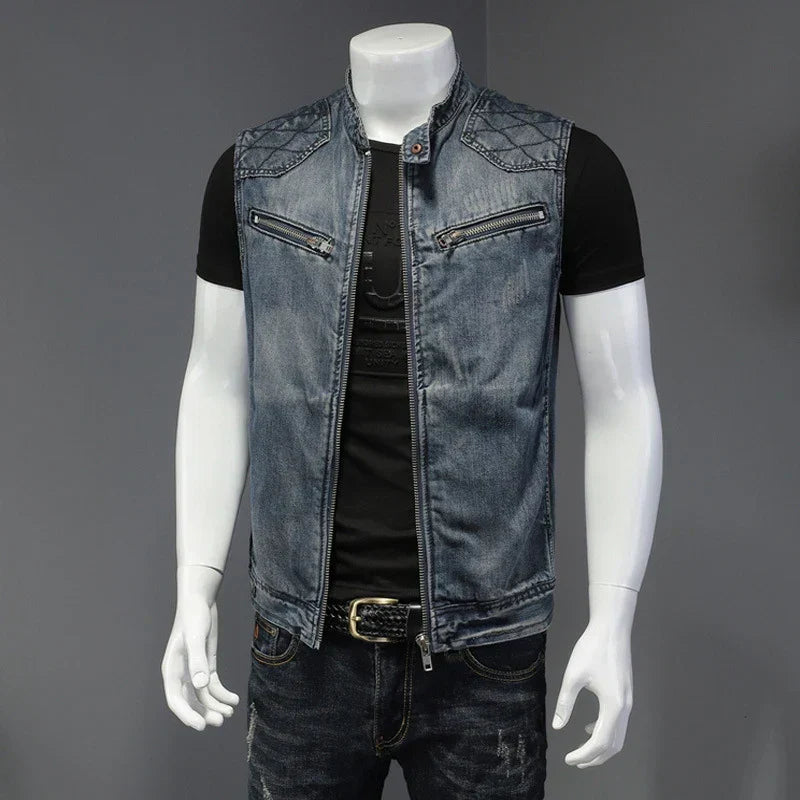 Giacca jeans vintage da uomo effetto consumato