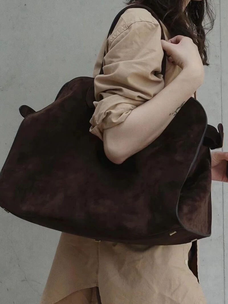 Damen-Vintage-Tasche aus veganem Leder, 38 × 28 × 23 cm
