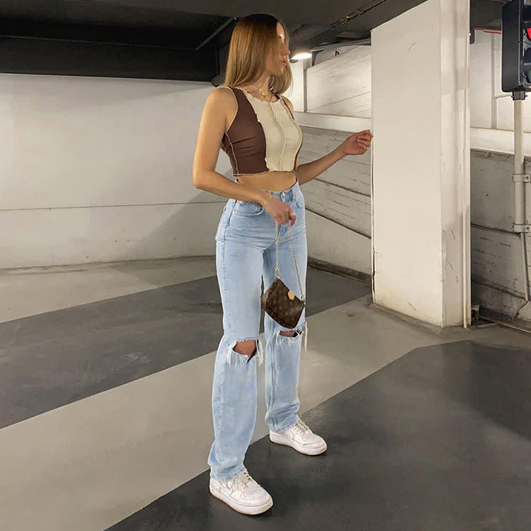 Jeans baggy da donna a vita alta e a gamba larga
