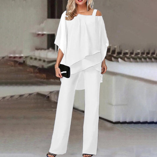 Set da donna a due pezzi | Elegante tuta con top con spalle scoperte