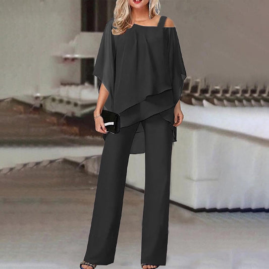 Set da donna a due pezzi | Elegante tuta con top con spalle scoperte