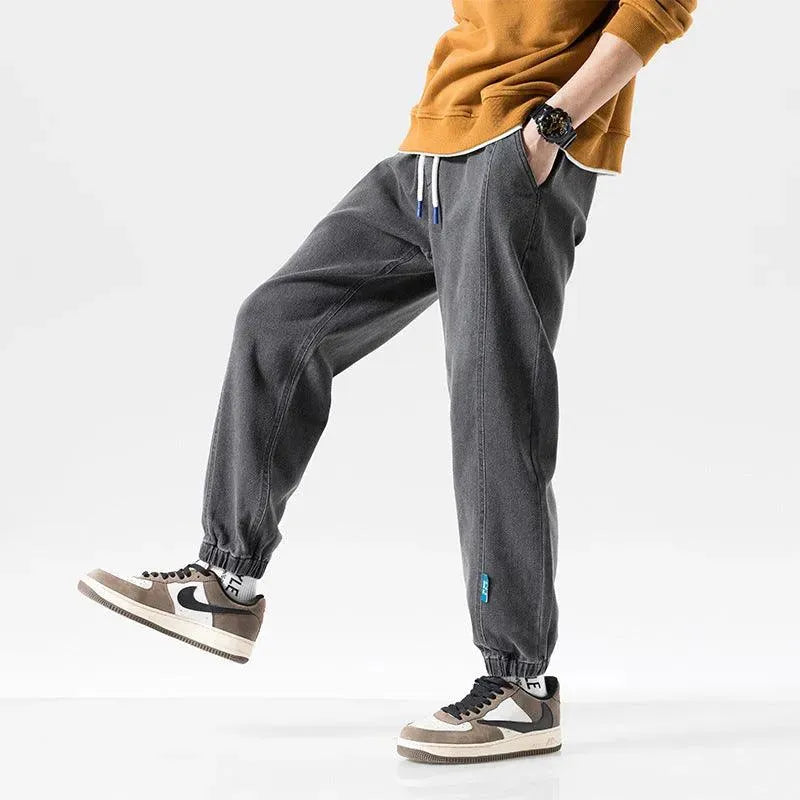 Jeans da uomo alla moda taglie forti con risvolto alla caviglia