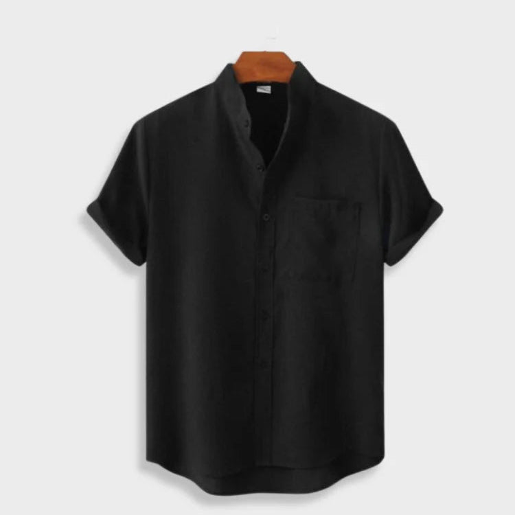 Camicia in cotone a maniche corte con bottoni e tasca