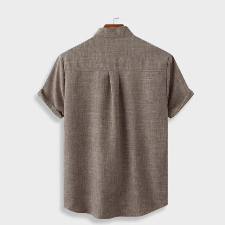 Camicia in cotone a maniche corte con bottoni e tasca