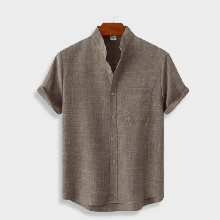 Camicia in cotone a maniche corte con bottoni e tasca