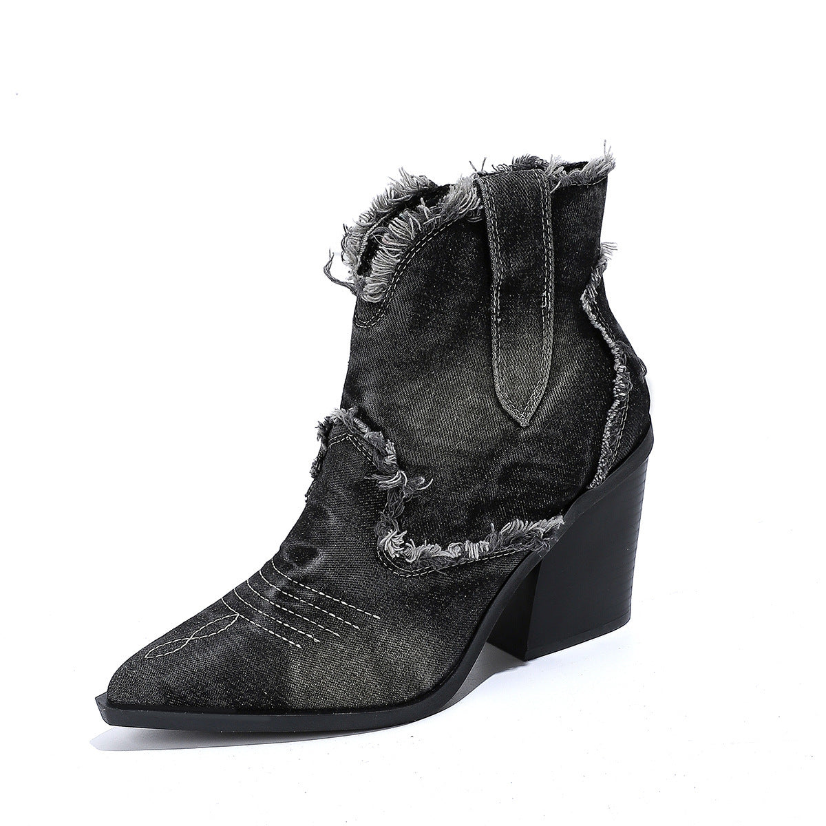 Drune | Damen Trendy Spitzes-Toe Western Cowboy-Stiefel Bequeme Stiefeletten