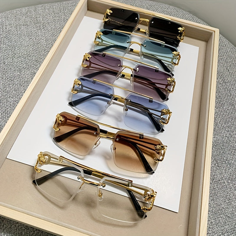 Drune | Trendige Quadratische Randlose Sonnenbrille Für Herren