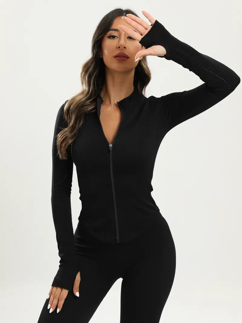 Drune | Schwarze Damen Yoga Jacke | Slim Fit und Bequem