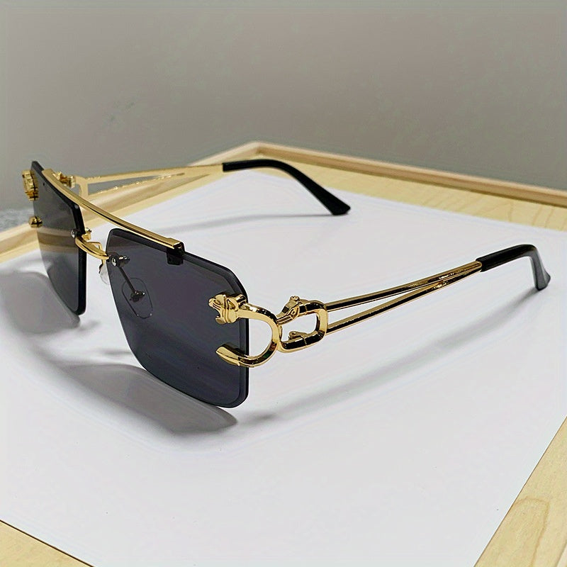 Drune | Trendige Quadratische Randlose Sonnenbrille Für Herren