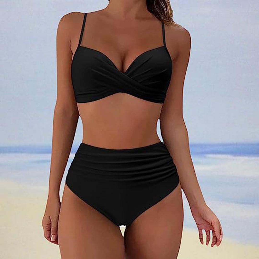 Drune - Stylischer gepolsterter High-Waist-Bikini | Klassischer zweiteiliger Badeanzug mit hoher Taille für Damen