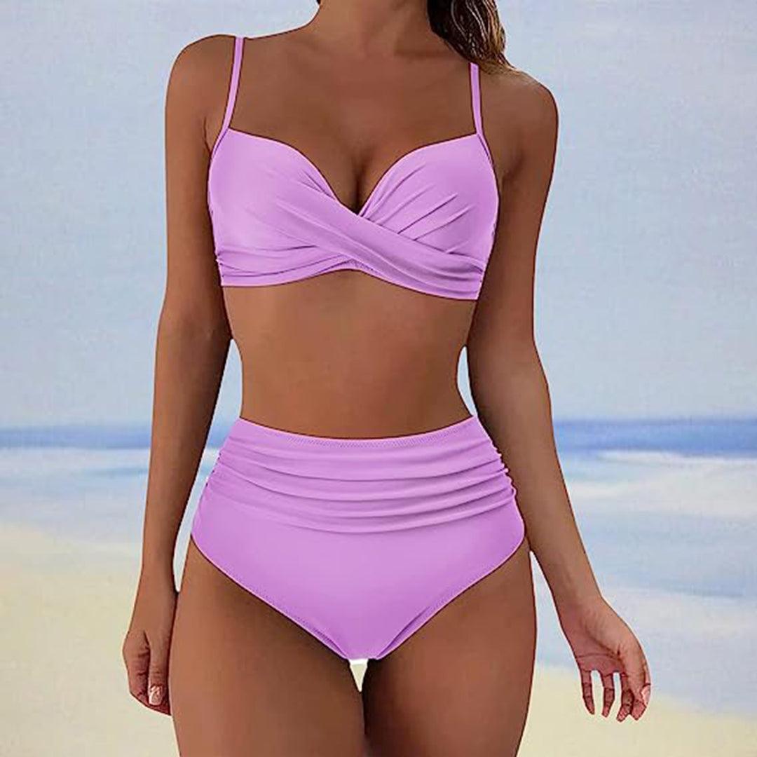 Drune - Stylischer gepolsterter High-Waist-Bikini | Klassischer zweiteiliger Badeanzug mit hoher Taille für Damen