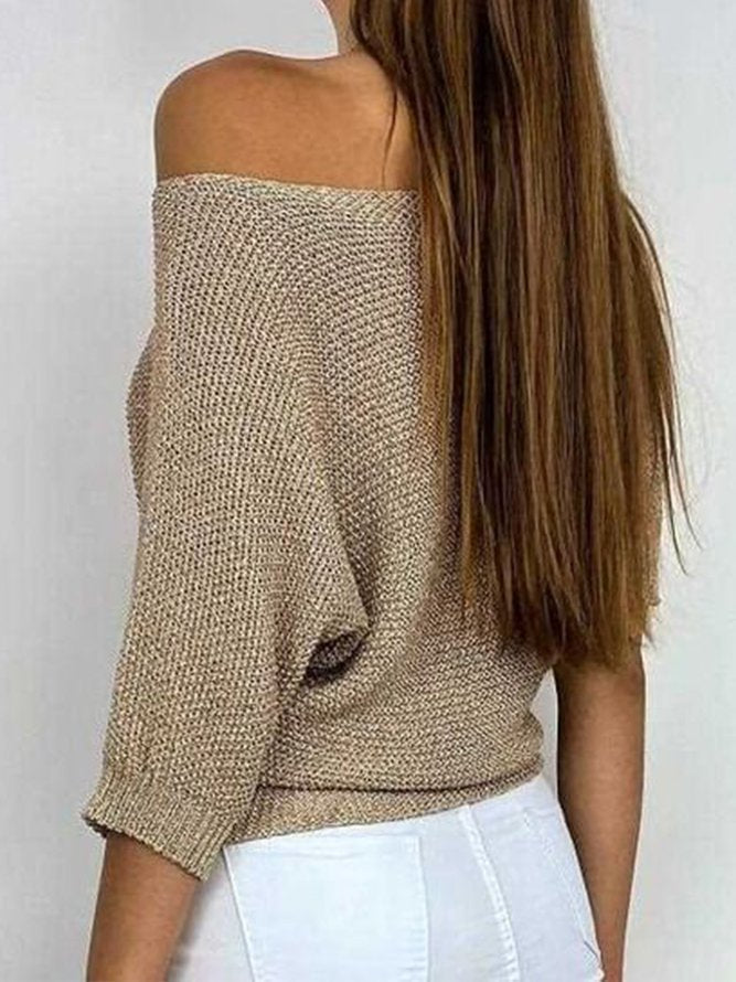 Drune - Goldfarbener einfarbiger Pullover mit Rundhalsausschnitt