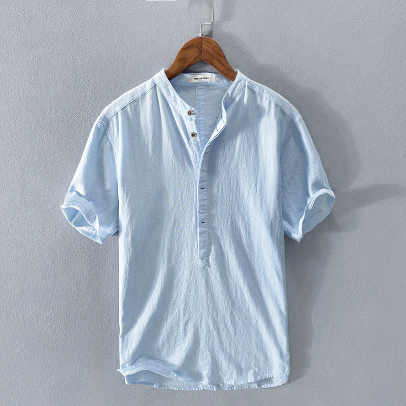 Camicia da uomo in lino: camicia estiva leggera con maniche corte