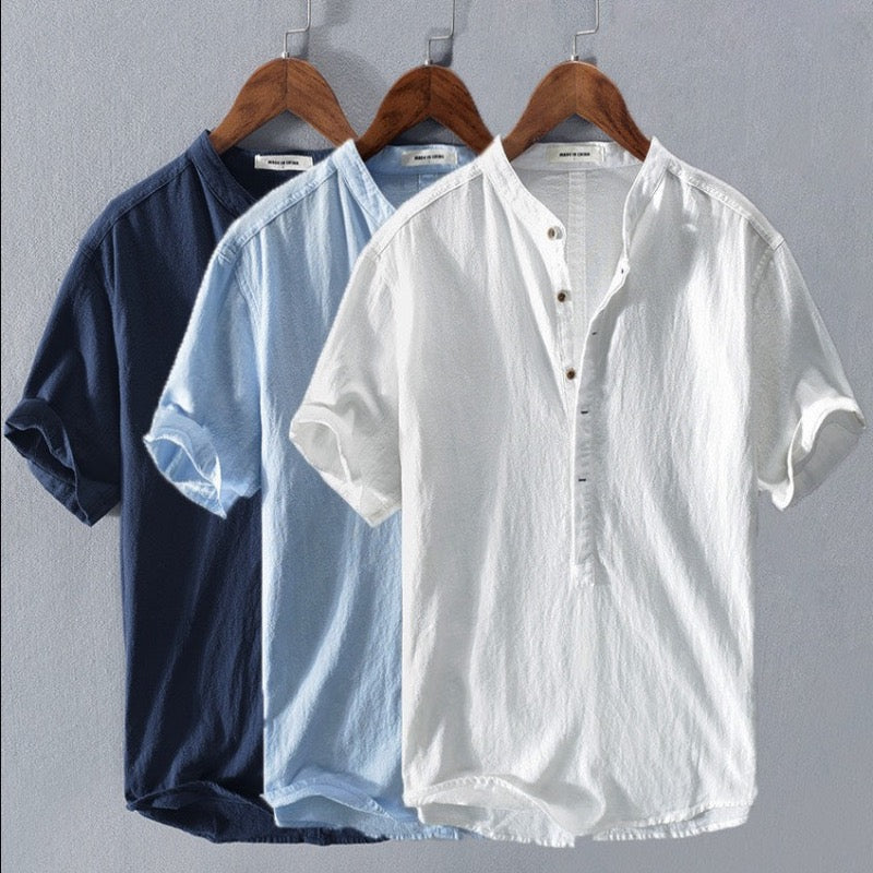 Camicia da uomo in lino: camicia estiva leggera con maniche corte
