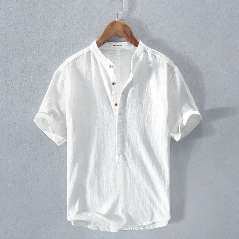 Camicia da uomo in lino: camicia estiva leggera con maniche corte