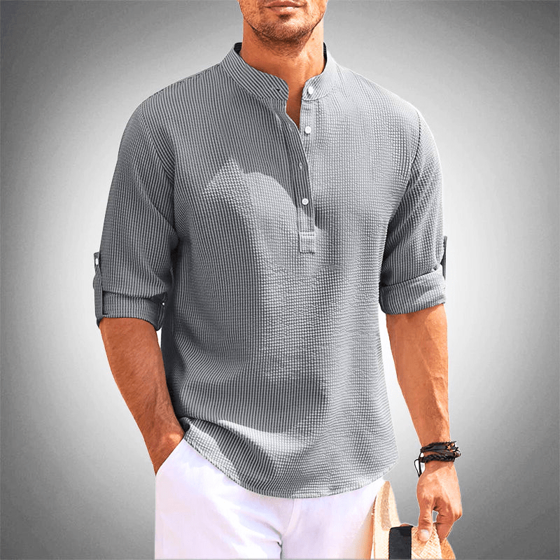 Camicia da uomo alla moda con colletto a mezza altezza: un look casual