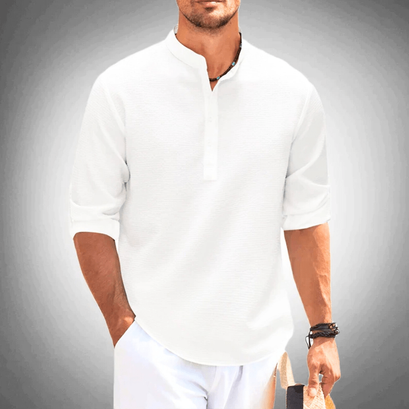 Camicia da uomo alla moda con colletto a mezza altezza: un look casual