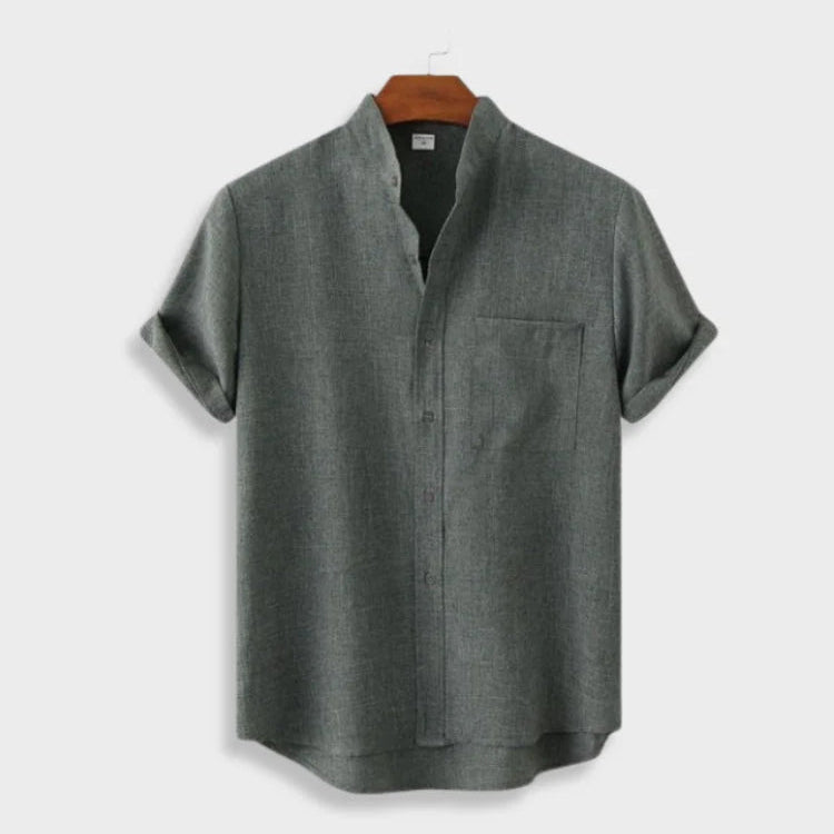 Camicia in cotone a maniche corte con bottoni e tasca