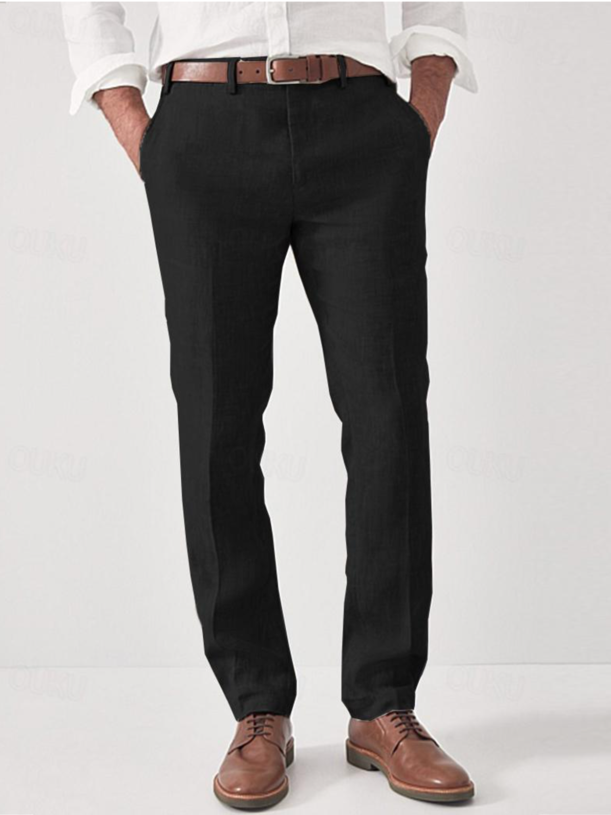 Drune | Herren Chino Hose Schwarze Stoffhose