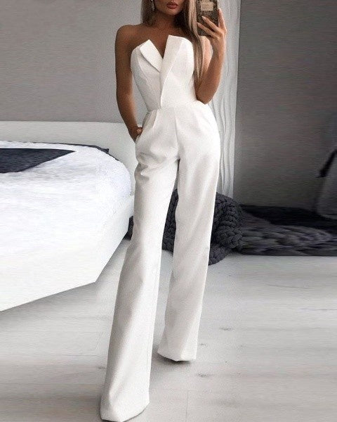 Drune Roter ärmelloser Jumpsuit