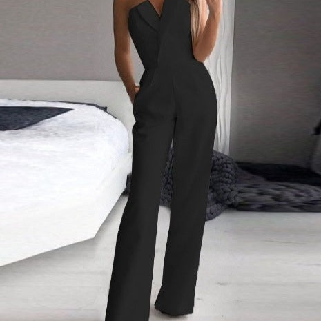 Drune Roter ärmelloser Jumpsuit