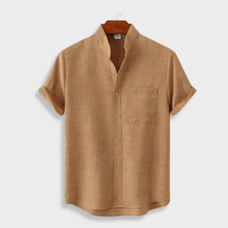 Camicia in cotone a maniche corte con bottoni e tasca