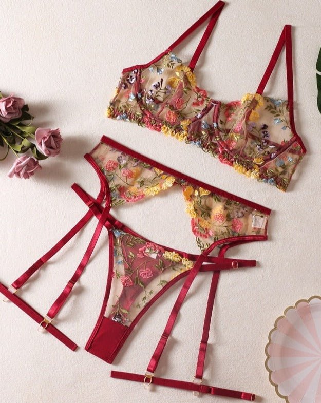 Drune | 3-teiliges Französisches Lingerie-Set für sinnliche Eleganz