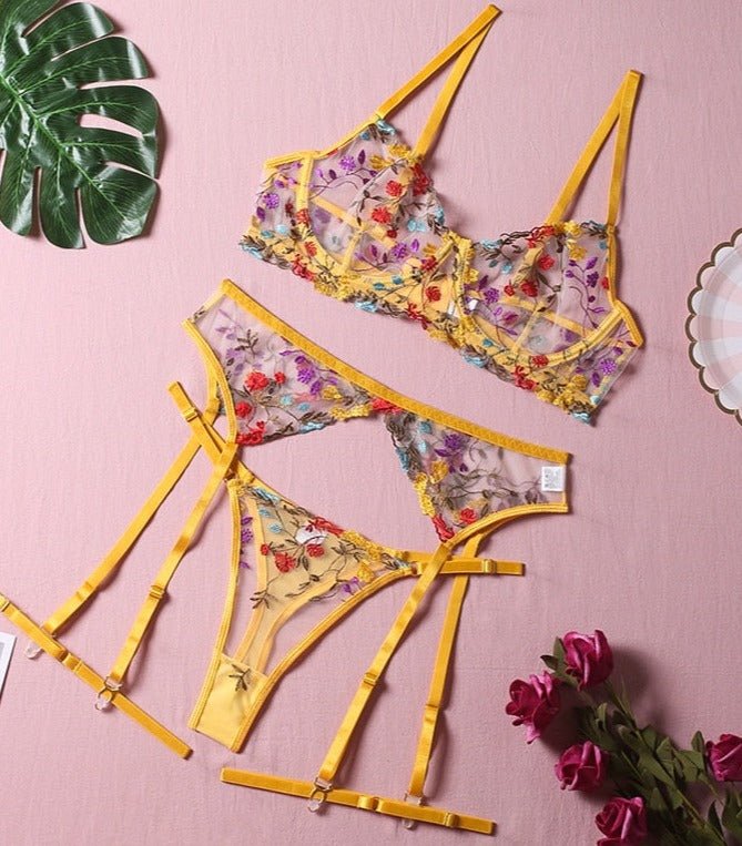 Drune | 3-teiliges Französisches Lingerie-Set für sinnliche Eleganz