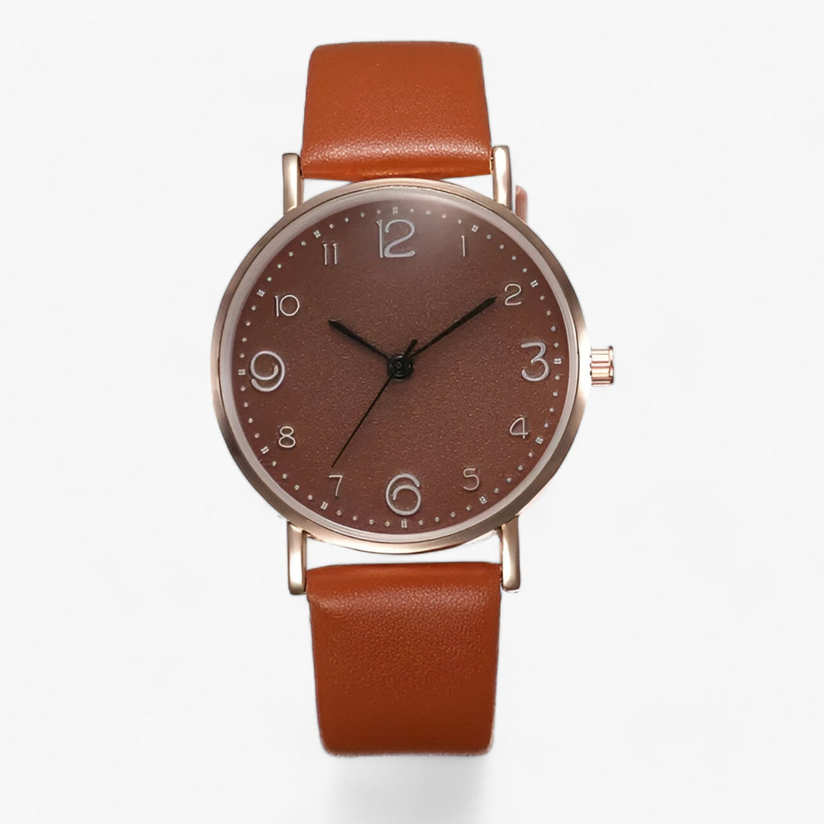 Drune - Klassische Runde Armbanduhr Lederarmband