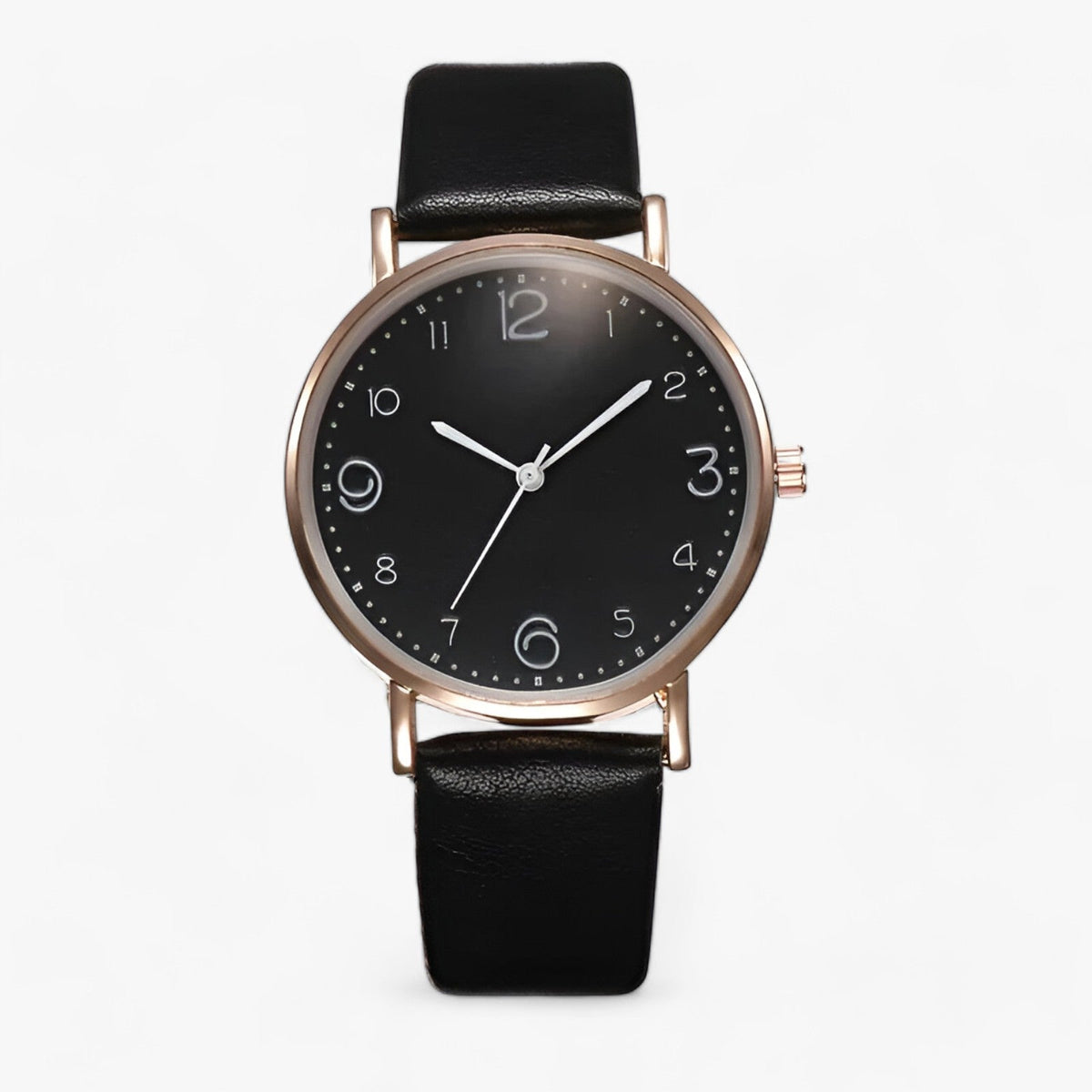Drune - Klassische Runde Armbanduhr Lederarmband