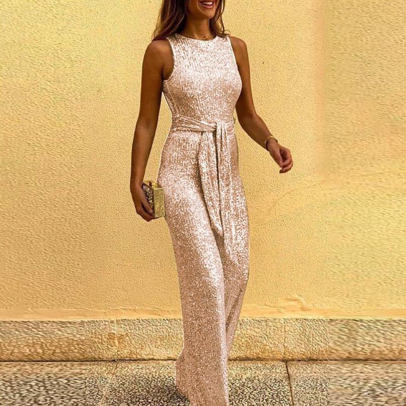 Damen-Glitzer-Jumpsuit mit Paillettenstoff