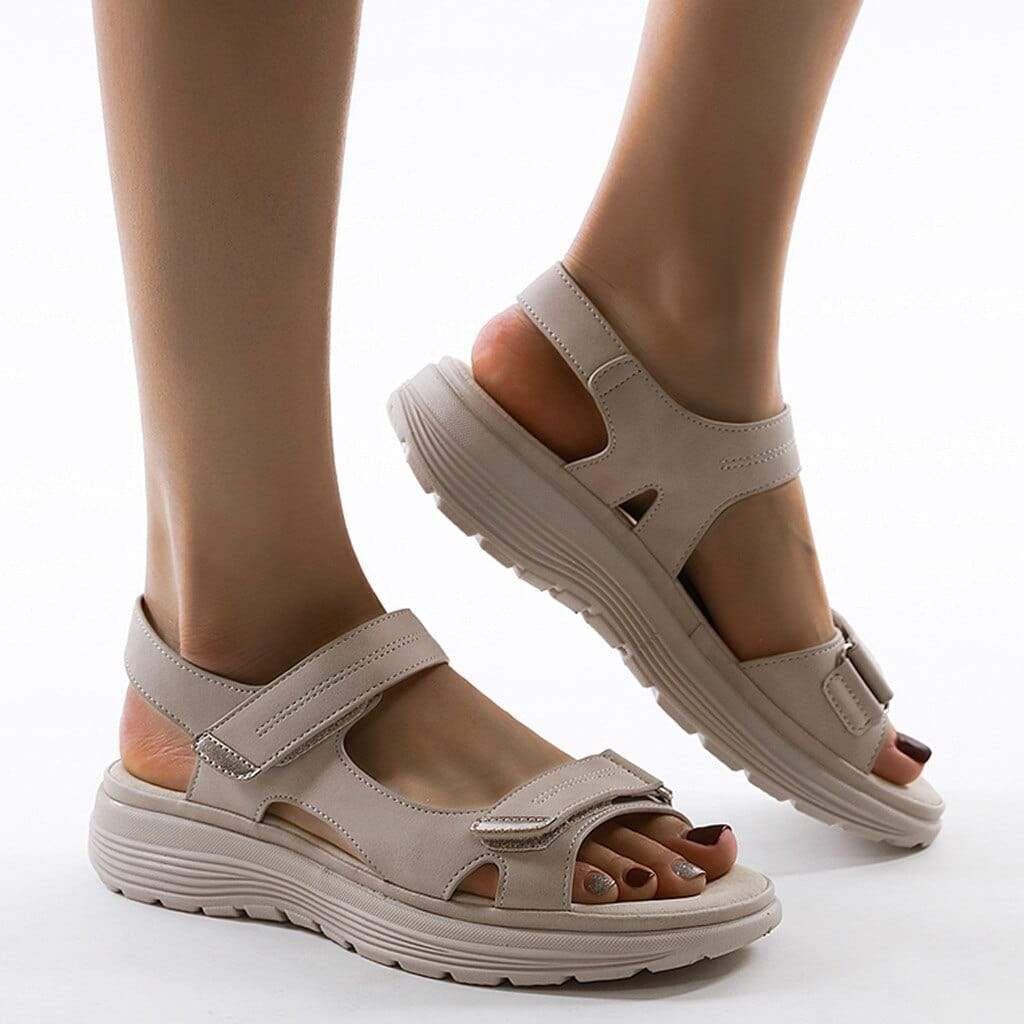 Drune Damen Komfort-Sandalen mit verstellbaren Riemen und Profilsohle